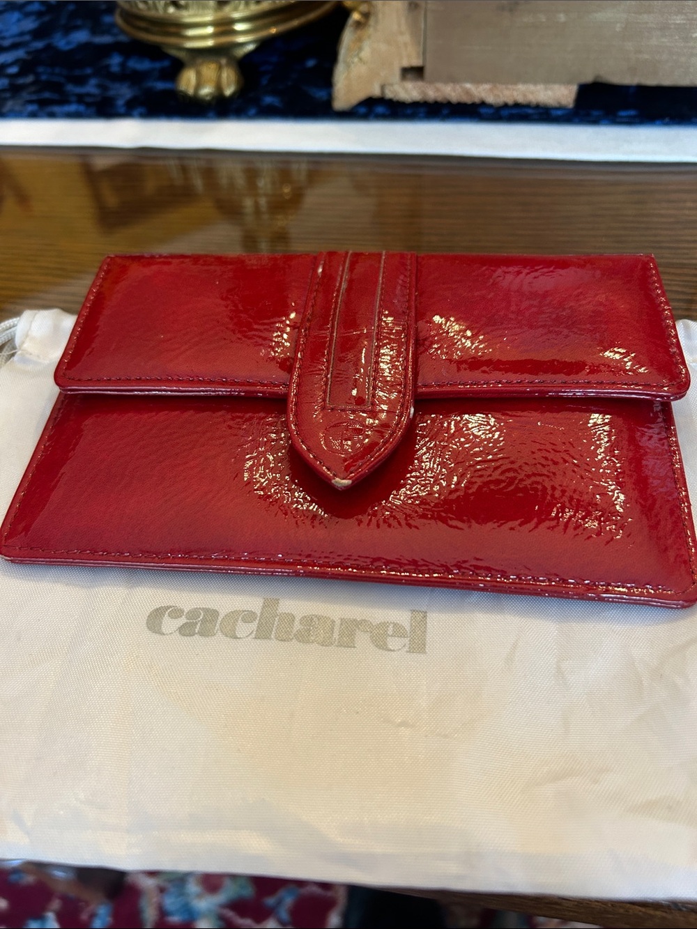 Cacharel Red Patent Leather Wallet Clutch